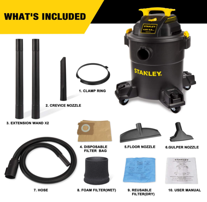 Stanley Wet/Dry Vacuum 5 Gallon 4 Horsepower