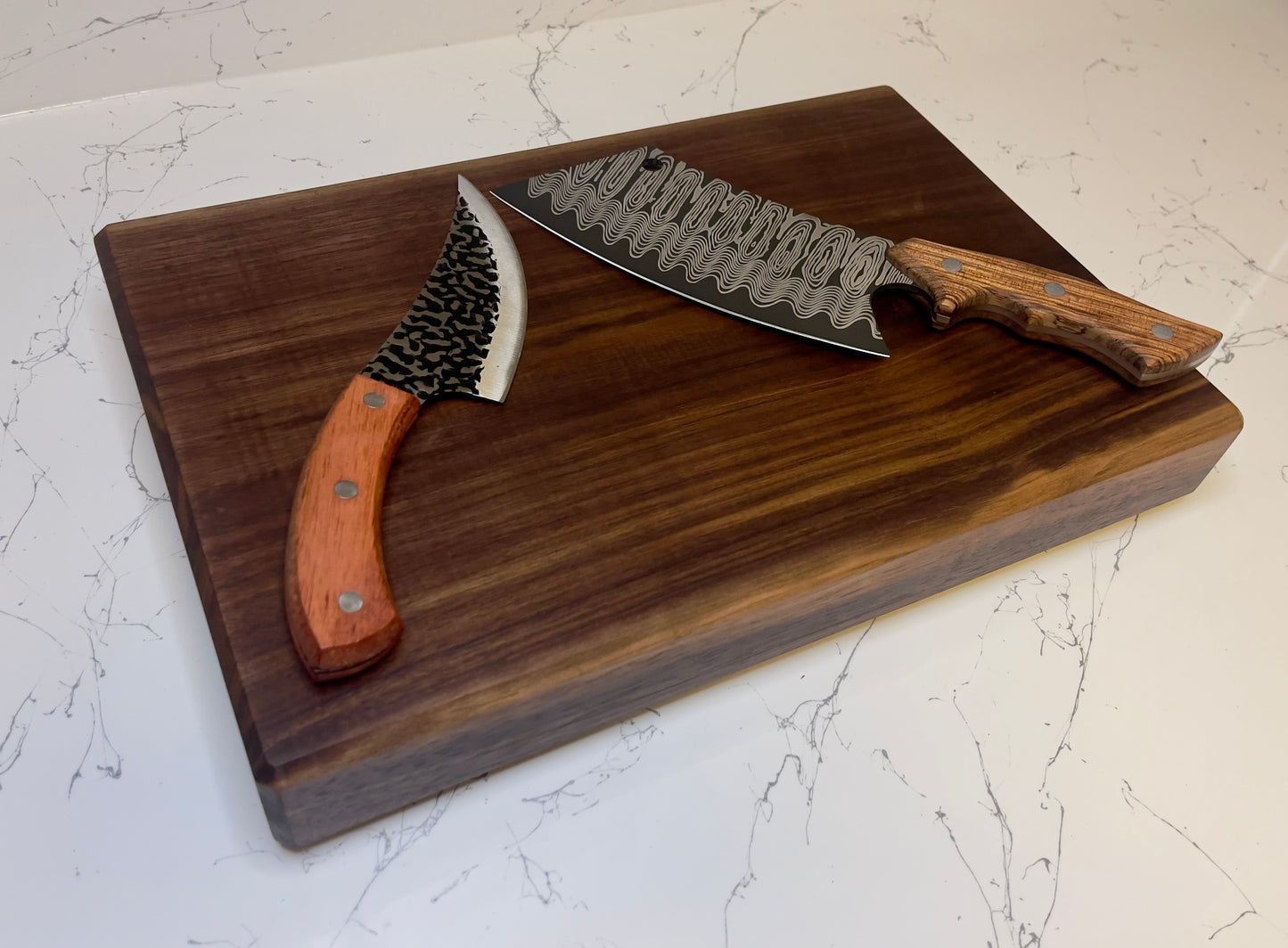 Solid One Piece Chopping Board, No Glue No Joints, Single Piece Cutting Board, Golden Feet, Serving Board, 10 Hardwoods Available 1-3/4” Thick, 5 Sizes.