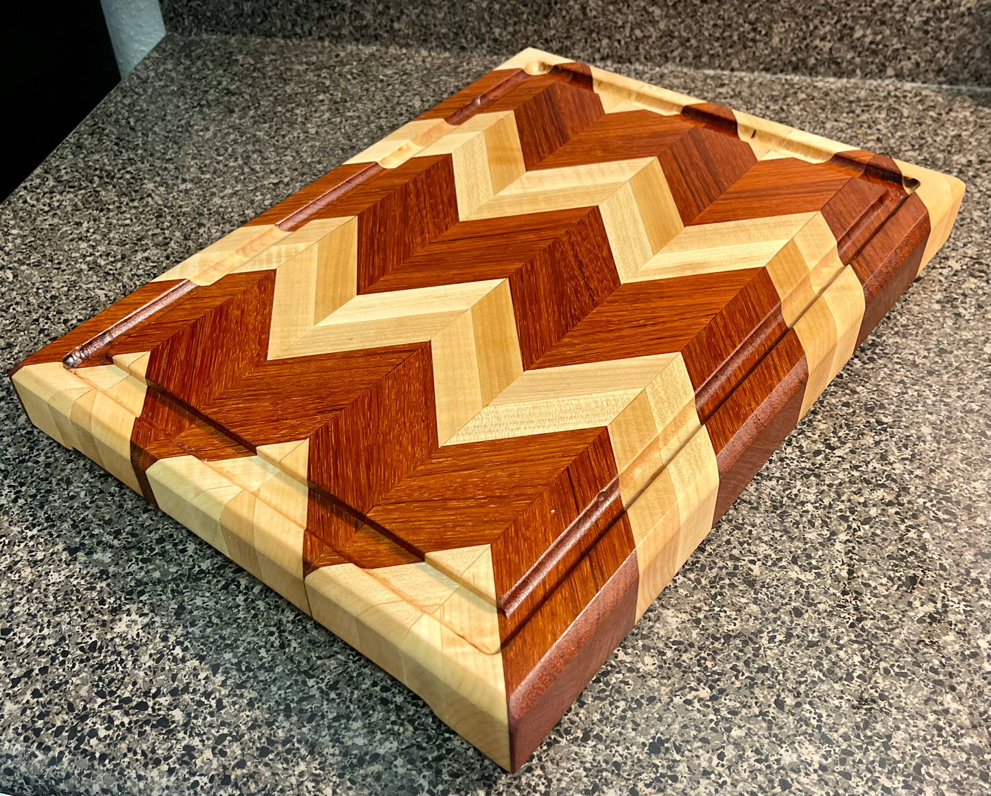 Chevron Pattern 3D Cutting Board, Butcher Block, Maple & Brazilian Cherry