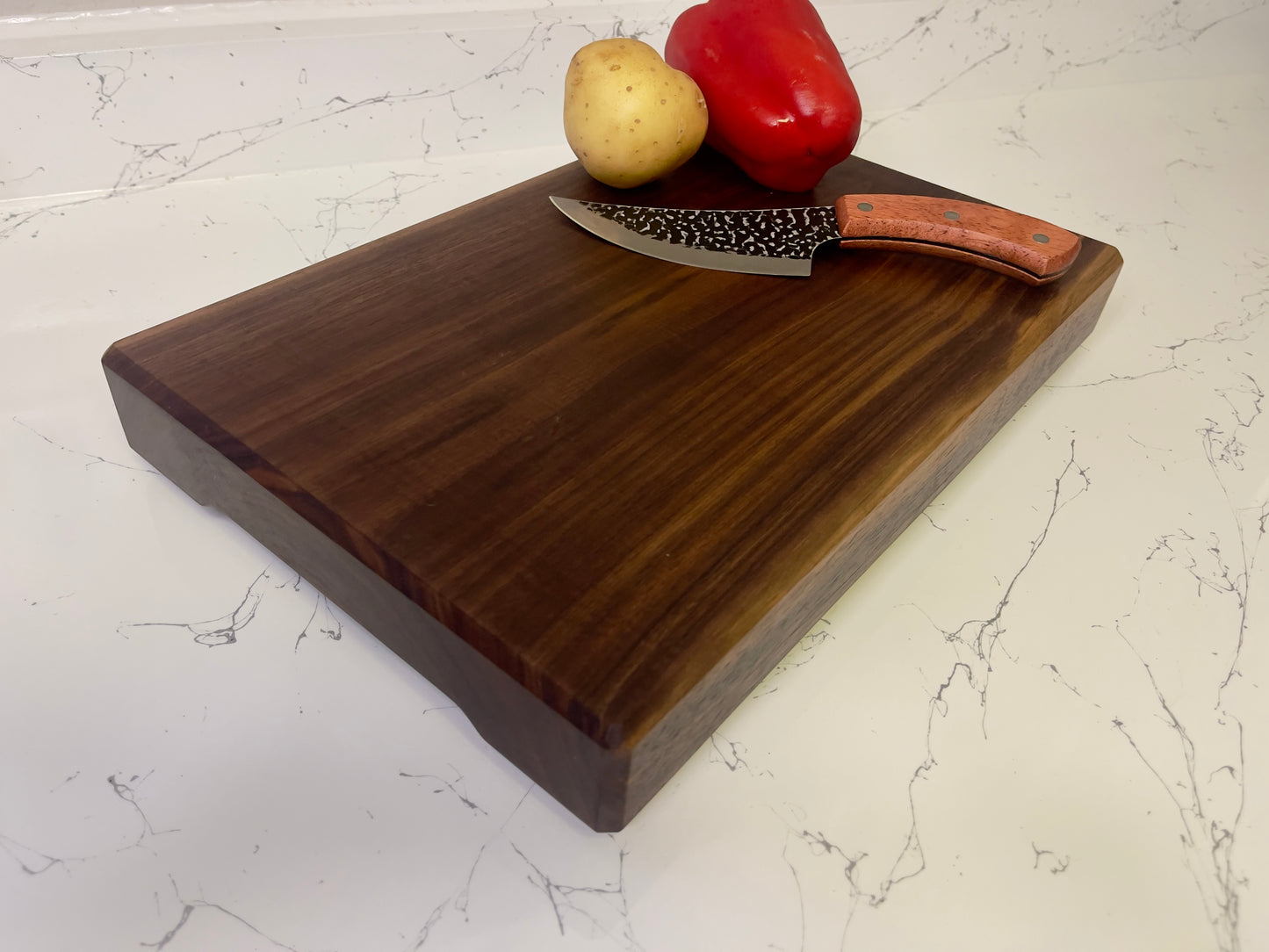 Solid One Piece Chopping Board, No Glue No Joints, Single Piece Cutting Board, Golden Feet, Serving Board, 10 Hardwoods Available 1-3/4” Thick, 5 Sizes.