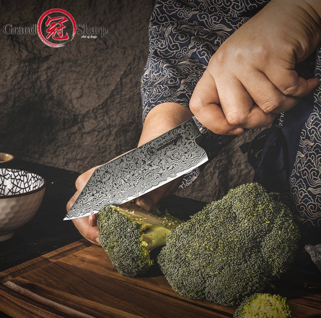 Damascus Knife 5.5 inch Kiritsuke Kitchen Chef Japanese Knife AUS-10 High Carbon Stainless Steel Knives Cooking Tools Grandsharp