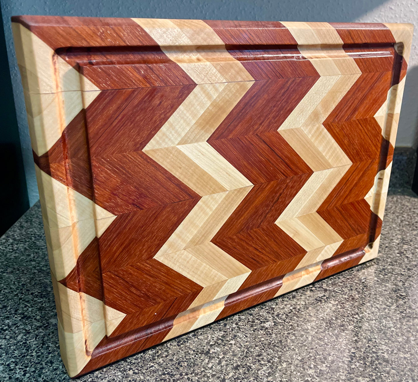 Chevron Pattern 3D Cutting Board, Butcher Block, Maple & Brazilian Cherry