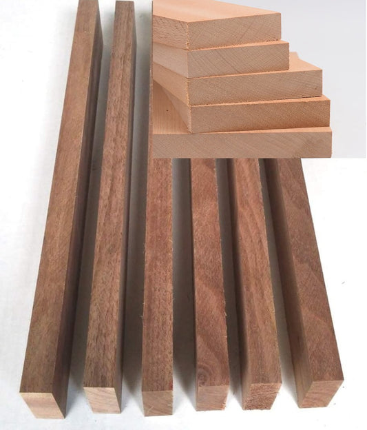 (8 Pcs) 13/16"x2"x24" S4S Wood, 6 Beech, 2 Walnut. Starter Kit for Cutting Board, Serving Trays and Craft.