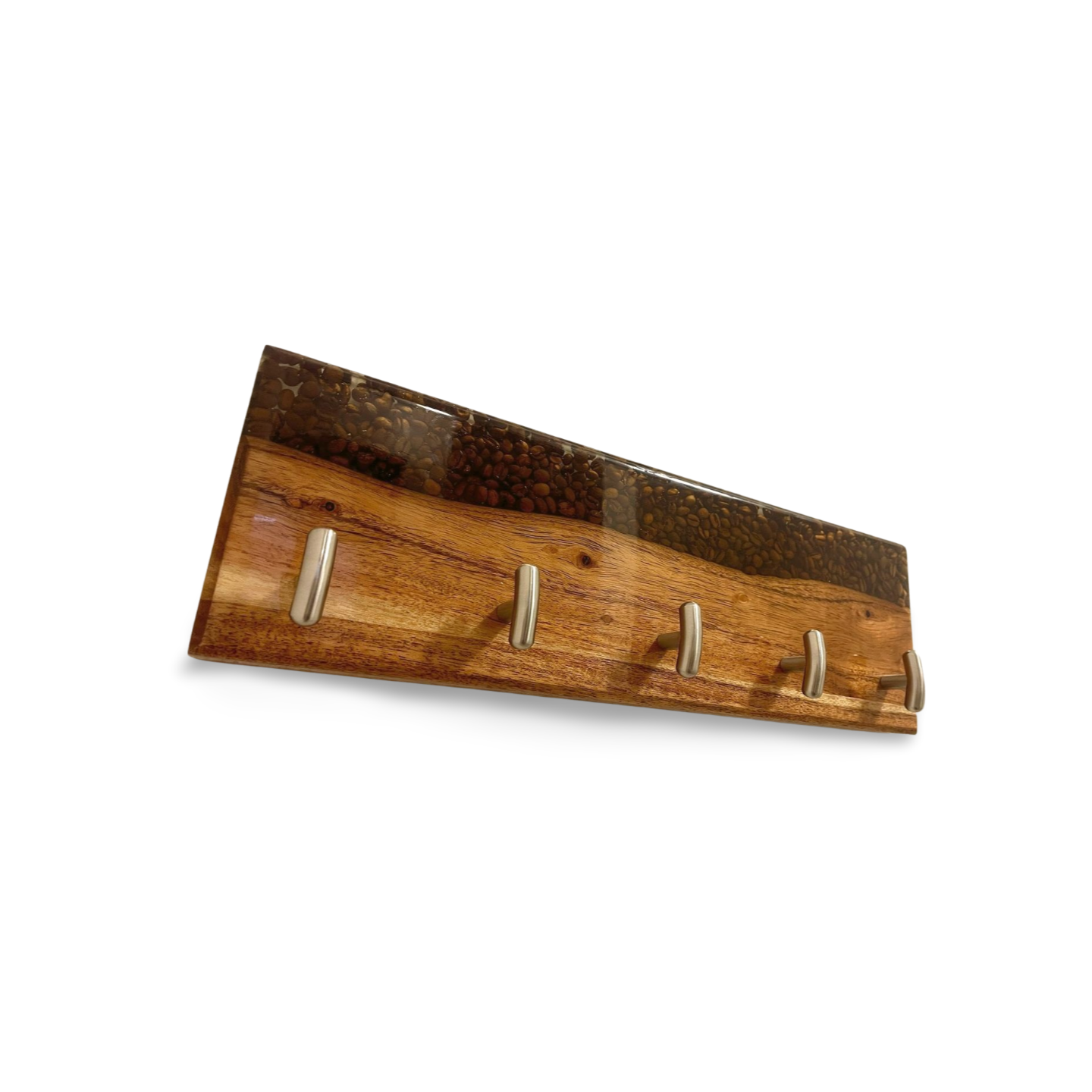 Wall Keys Hanger, Coffee Beans Clear Resin Epoxy and Wood, Handcrafted. Pick your Size.