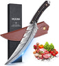 Huusk Sharp Feather Knife Hand Forged Viking High Carbon Steel Butcher Knife Boning knife for Meat Cutting Japanese Chef Cooking Knife with Sheath for Kitchen Outdoor Camping