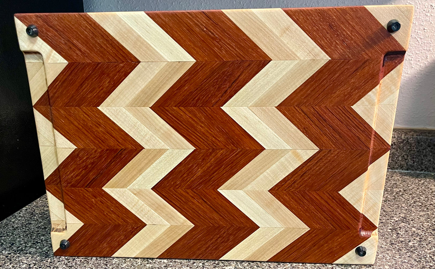 Chevron Pattern 3D Cutting Board, Butcher Block, Maple & Brazilian Cherry