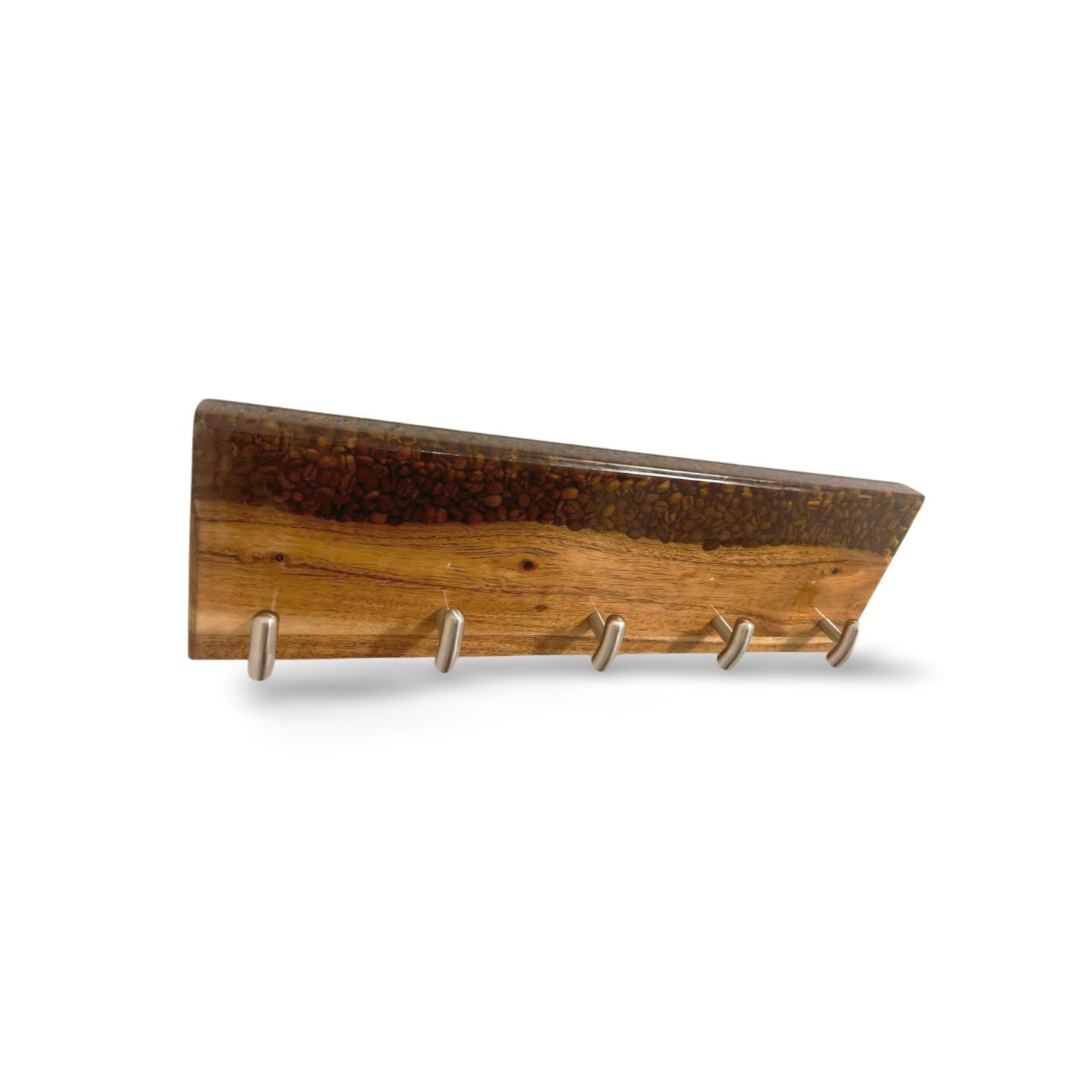 Wall Keys Hanger, Coffee Beans Clear Resin Epoxy and Wood, Handcrafted. Pick your Size.
