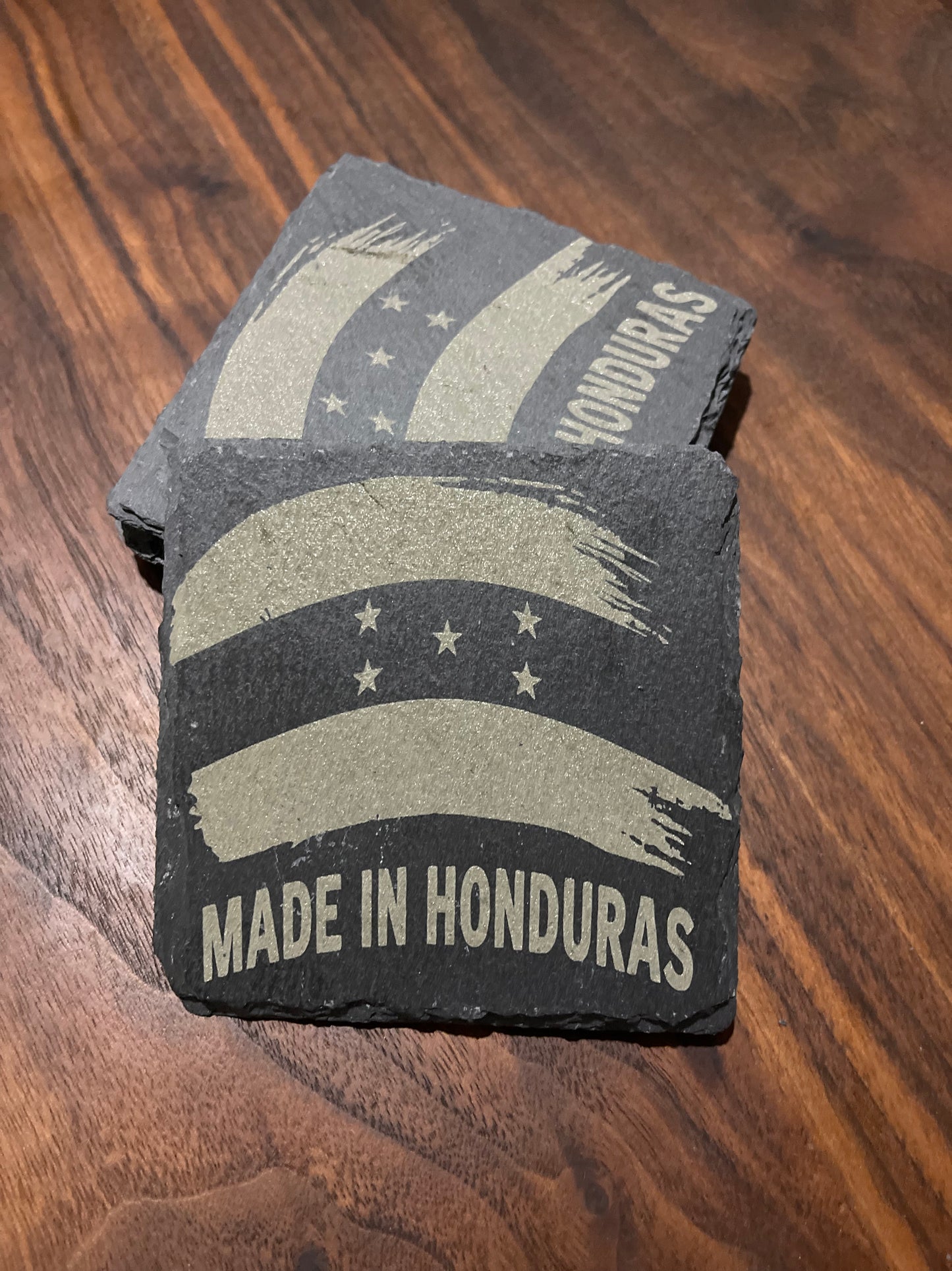 Slate Coasters Laser Engraved “Made in Honduras”