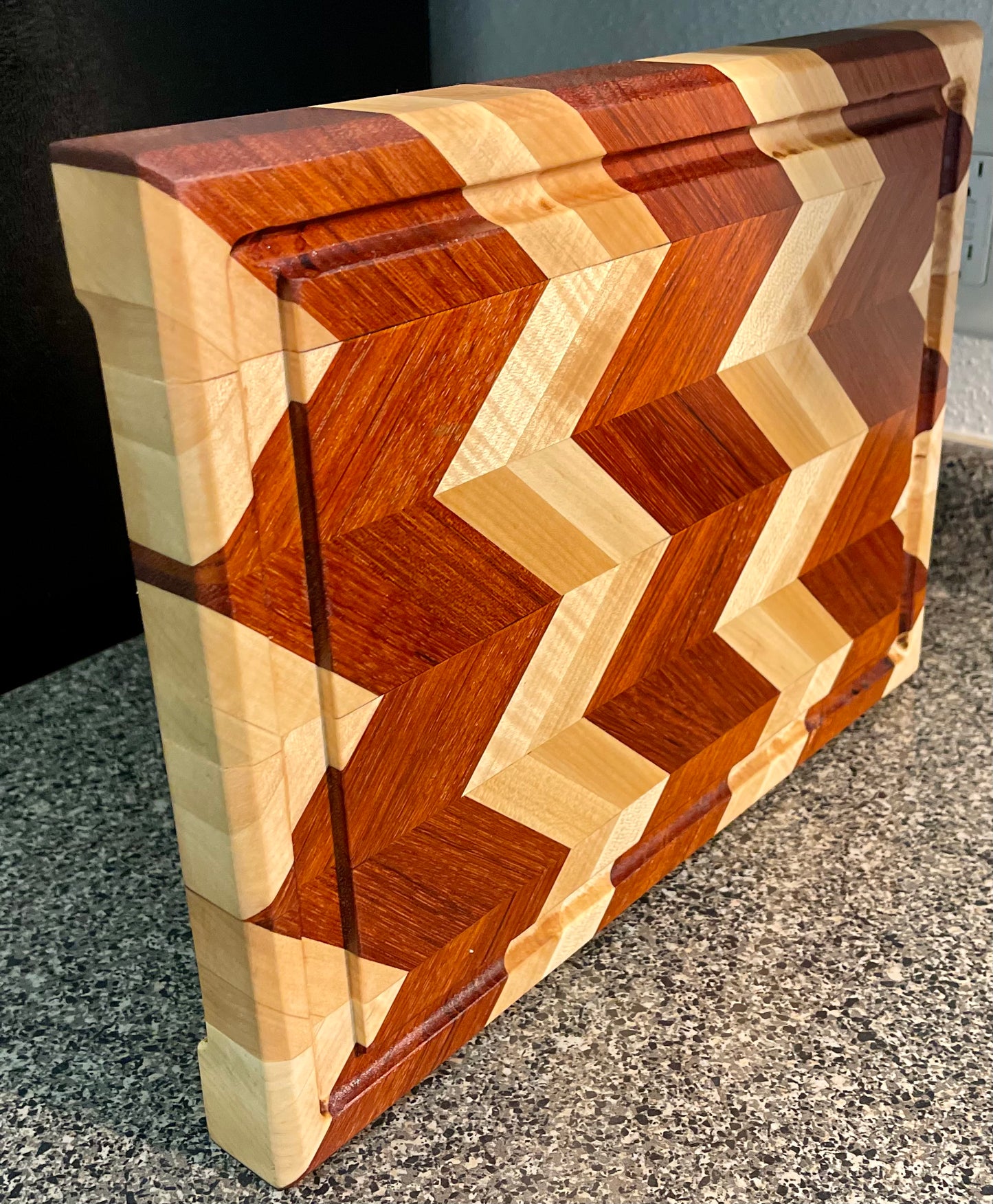 Chevron Pattern 3D Cutting Board, Butcher Block, Maple & Brazilian Cherry