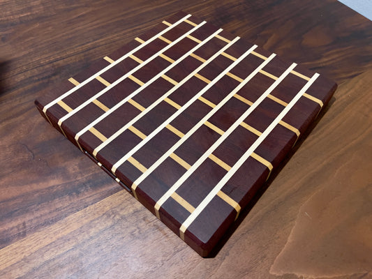 Brick Pattern Endgrain Cutting Board | Butcher Block | 12”x12”x1.25” | Maple and Jatob(Brazilian Cherry)