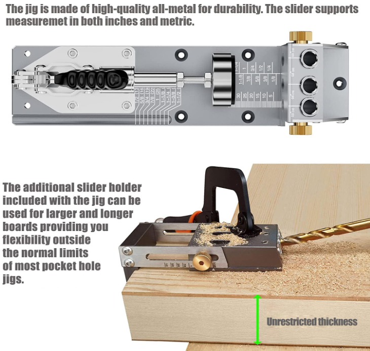 Pocket Hole Jig Kit Dowel Drill Joinery Screw Kit All-In-One